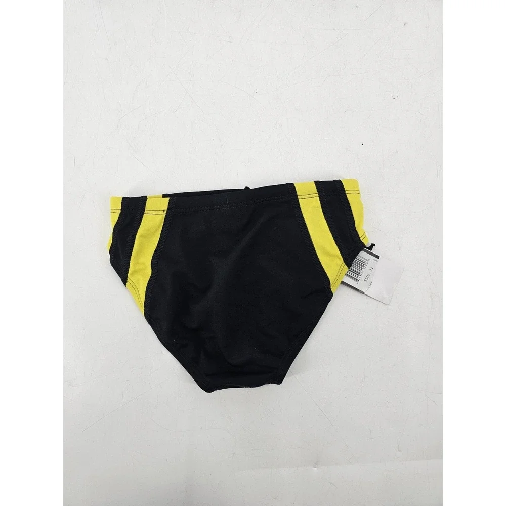 NWT ADIDAS Infinitex Blk/Yl Sport Swim‎ Bikini Brief Swimsuit Sz 24 Speedo Style